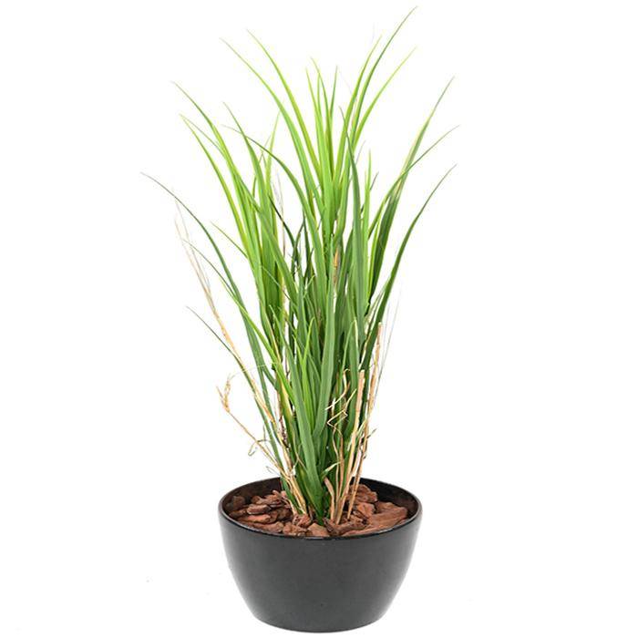 Artificielles - Herbe artificielle en pot très dense et large effet bois H 115 cm Vert - dimhaut: H 115 cm - couleur: Vert