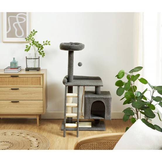 Beau Rivage - Arbre à chat CALYPSO tissu bouclette gris foncé Beau Rivage - Imagen 2