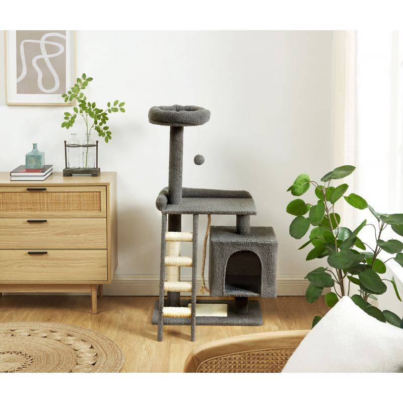 Beau Rivage - Arbre à chat CALYPSO tissu bouclette gris foncé Beau Rivage - Imagen 2