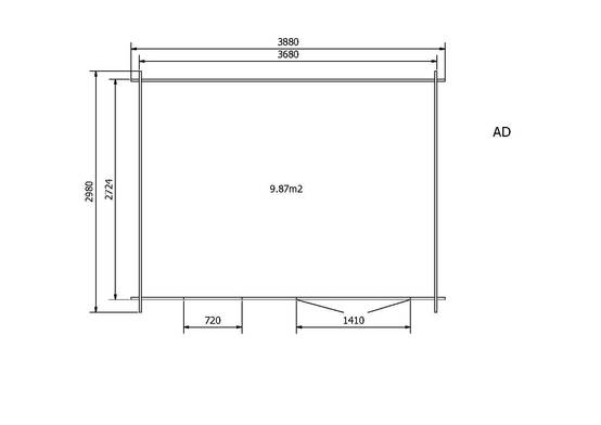 Abri de jardin en bois, surface utile 9.9m², 388x298cm, ep 28mm, INT023 /GARTFLEX - Image 6