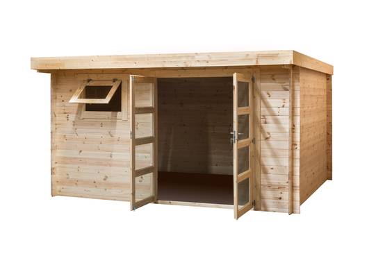 Abri de jardin en bois, surface utile 9.9m², 388x298cm, ep 28mm, INT023 /GARTFLEX - Image 2
