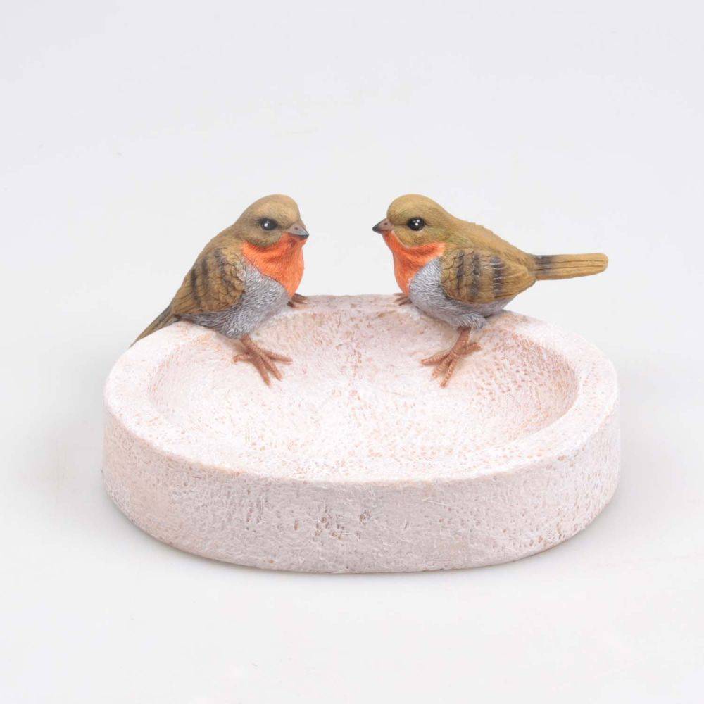 Farmwood Animals - Bain oiseau en résine avec oiseaux 20 x 15 x 10.5 cm Rouge gorge - Imagen 3