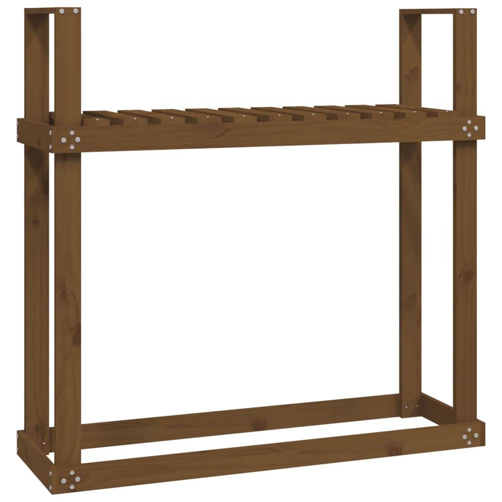 Range-bûches Intérieur Bois de Pin Finition Miel pour Cheminée 110x35x109cm - ComfortXL Outdoor Living - Image 2