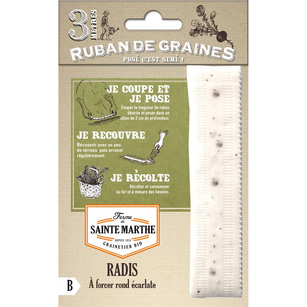 Carte Ruban de Radis à forcer Rond Ecarlate Bio - Ferme de Sainte Marthe Livré en ruban de 3 mètres
