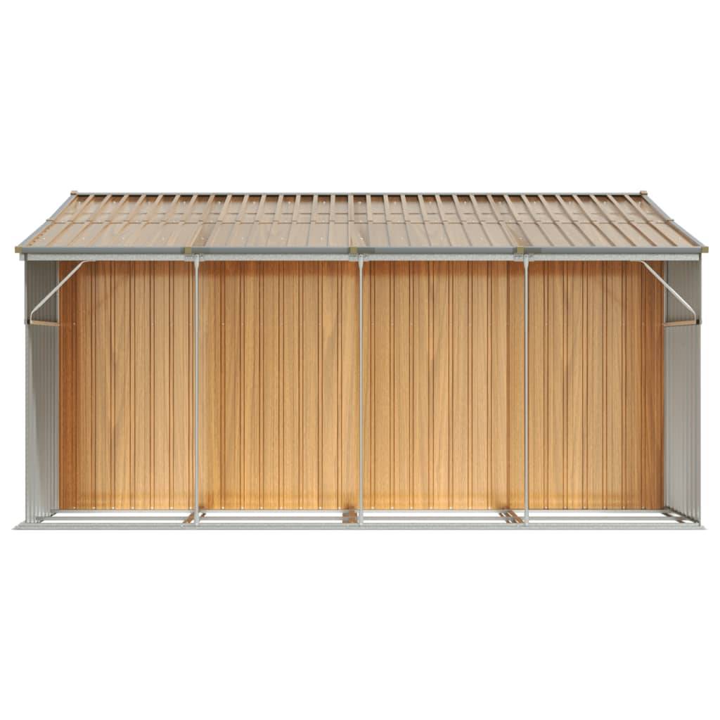 Helloshop26 - Abri de jardin cabane cabanon maison de stockage remise extérieur hangar outils robuste clair 277 x 365,5 x 179 cm acier galvanisé marron - Imagen 5