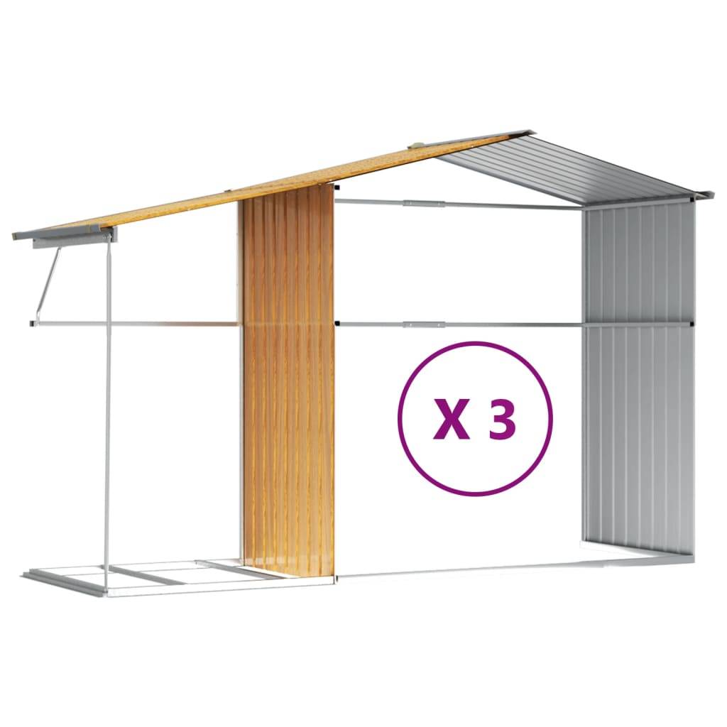 Helloshop26 - Abri de jardin cabane cabanon maison de stockage remise extérieur hangar outils robuste clair 277 x 365,5 x 179 cm acier galvanisé marron - Imagen 7