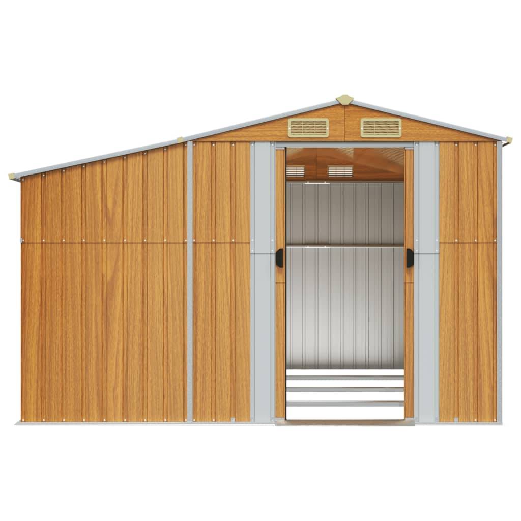 Helloshop26 - Abri de jardin cabane cabanon maison de stockage remise extérieur hangar outils robuste clair 277 x 365,5 x 179 cm acier galvanisé marron - Imagen 4