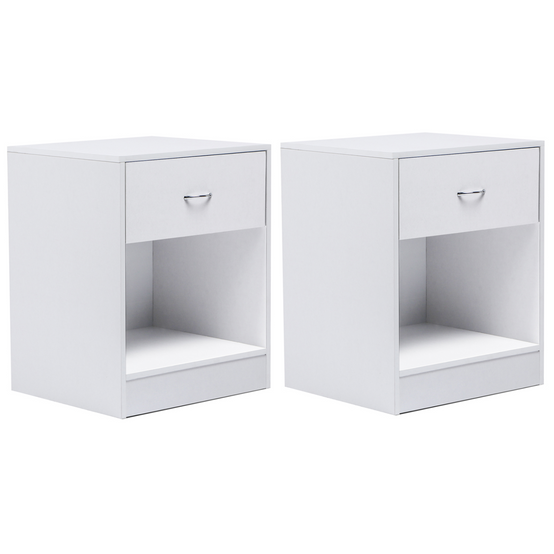 Lot de 2 tables de chevet OLGA 1 tiroir avec niche bois blanc - Image 2