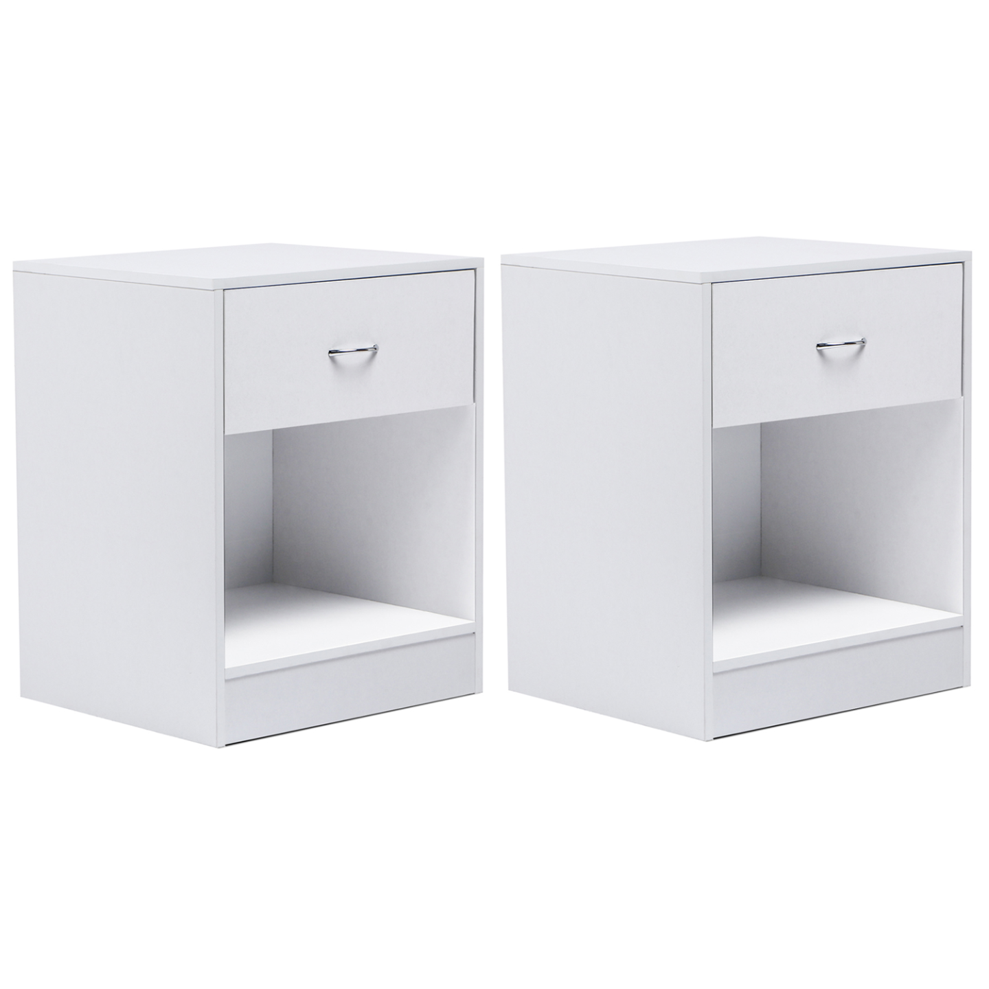 Lot de 2 tables de chevet OLGA 1 tiroir avec niche bois blanc - Image 2