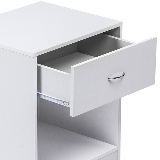 Lot de 2 tables de chevet OLGA 1 tiroir avec niche bois blanc - Image 5