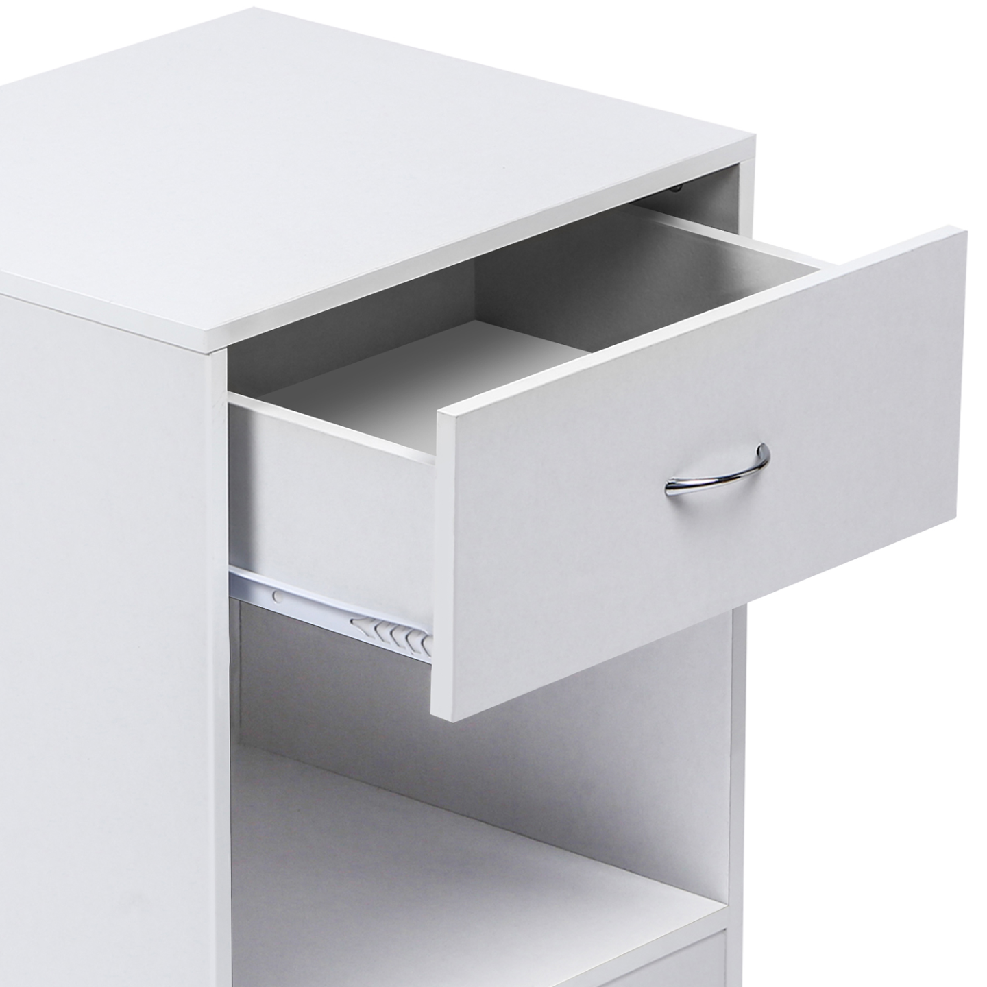 Lot de 2 tables de chevet OLGA 1 tiroir avec niche bois blanc - Image 5