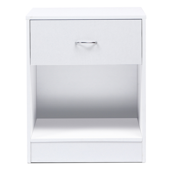 Lot de 2 tables de chevet OLGA 1 tiroir avec niche bois blanc - Image 3