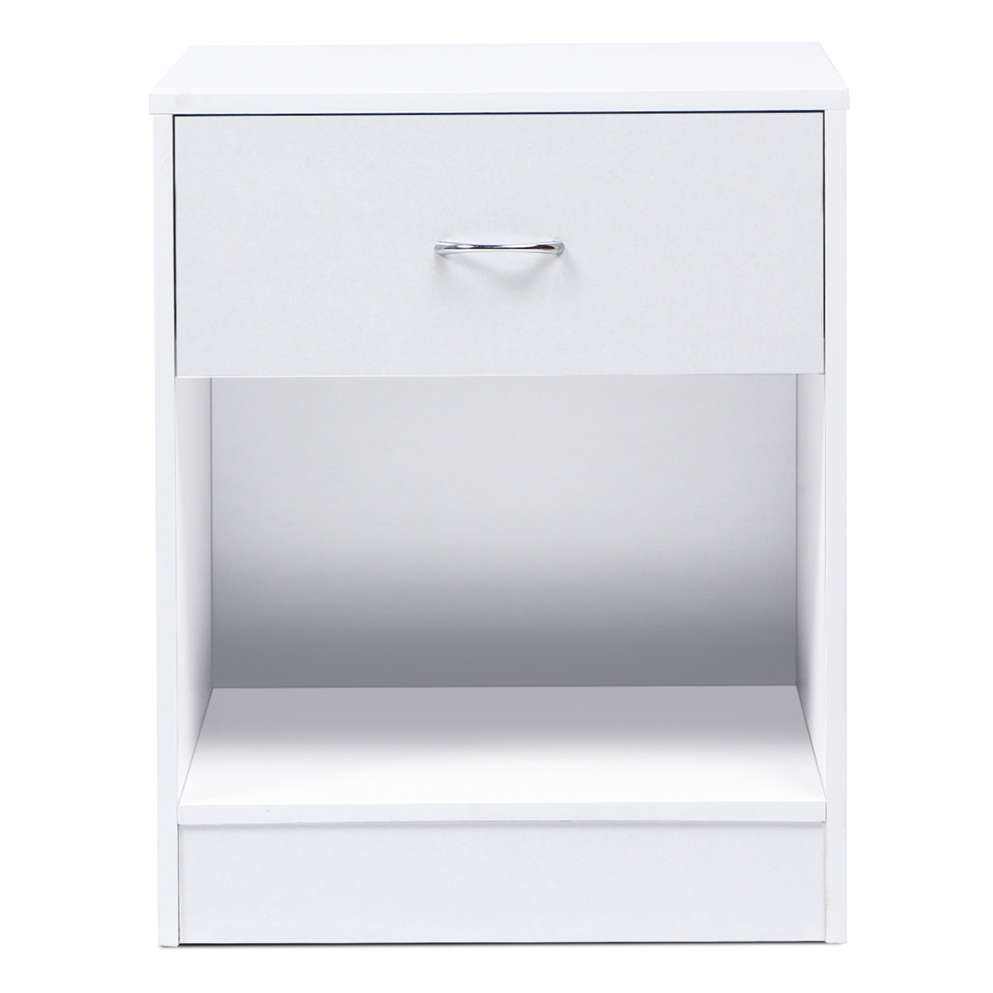 Lot de 2 tables de chevet OLGA 1 tiroir avec niche bois blanc - Image 3