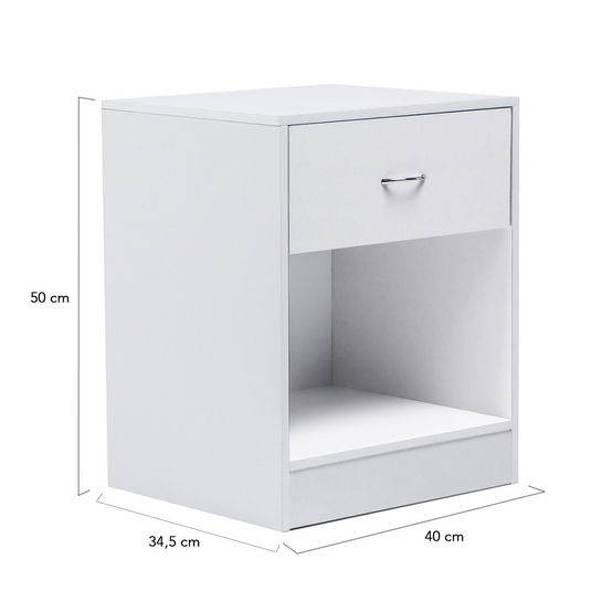 Lot de 2 tables de chevet OLGA 1 tiroir avec niche bois blanc - Image 4
