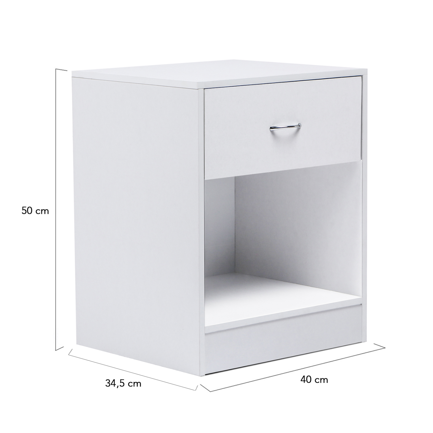 Lot de 2 tables de chevet OLGA 1 tiroir avec niche bois blanc - Image 4