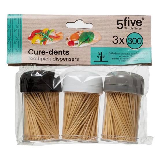Lot de 3 Pots à Cure-Dents "Bambou" 8cm Multicolore - Image 5
