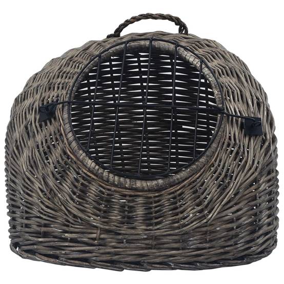 Grand Panier de Transport Chat Saule Naturel Fait Main Sécurité Voyage 60x45x45 cm Gris - ComfortXL Outdoor Living - Image 4