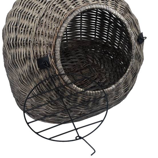 Grand Panier de Transport Chat Saule Naturel Fait Main Sécurité Voyage 60x45x45 cm Gris - ComfortXL Outdoor Living - Image 7