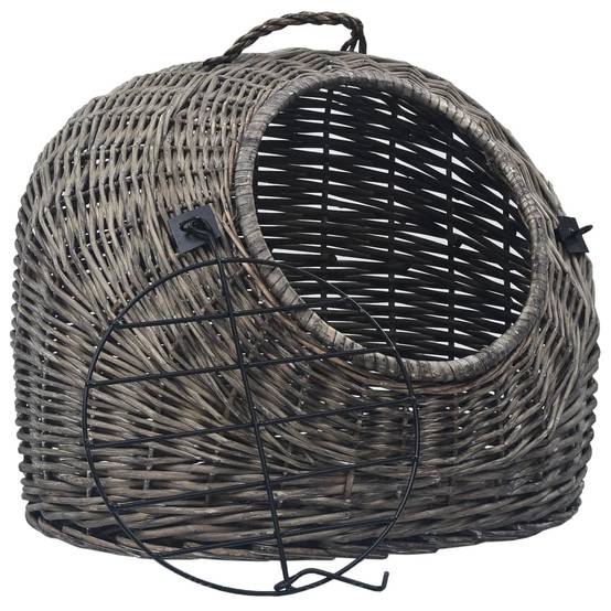 Grand Panier de Transport Chat Saule Naturel Fait Main Sécurité Voyage 60x45x45 cm Gris - ComfortXL Outdoor Living - Image 2