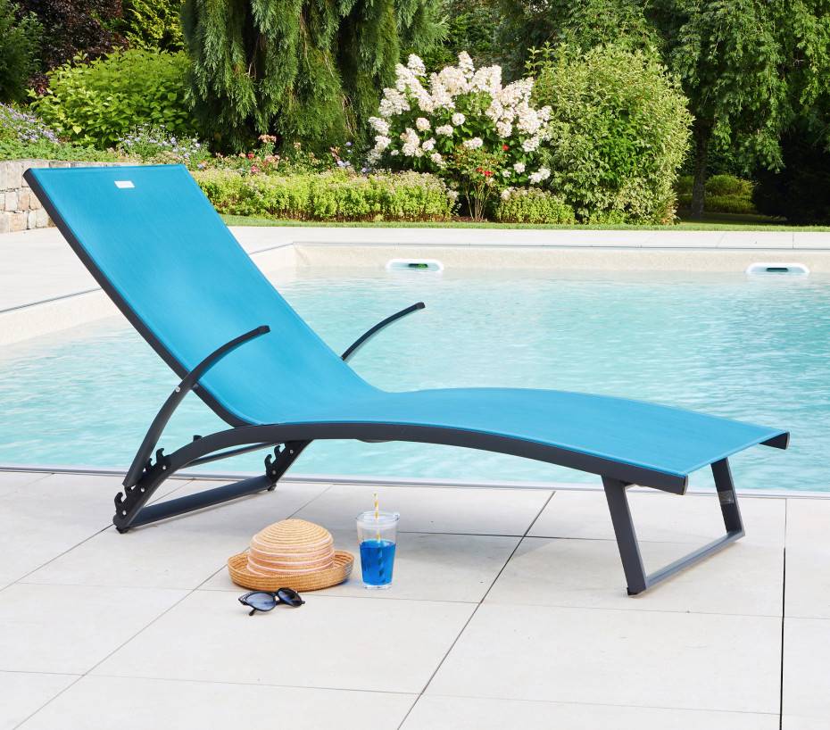 Lot de 2 transats de jardin en aluminium  bleu canard  POLENCA - Imagen 1