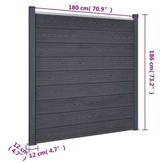 Ensemble de clôture de jardin - panneaux de clôture - Barrière de jardin gris 180x186 cm WPC - MEUBLE PRO - Image 10