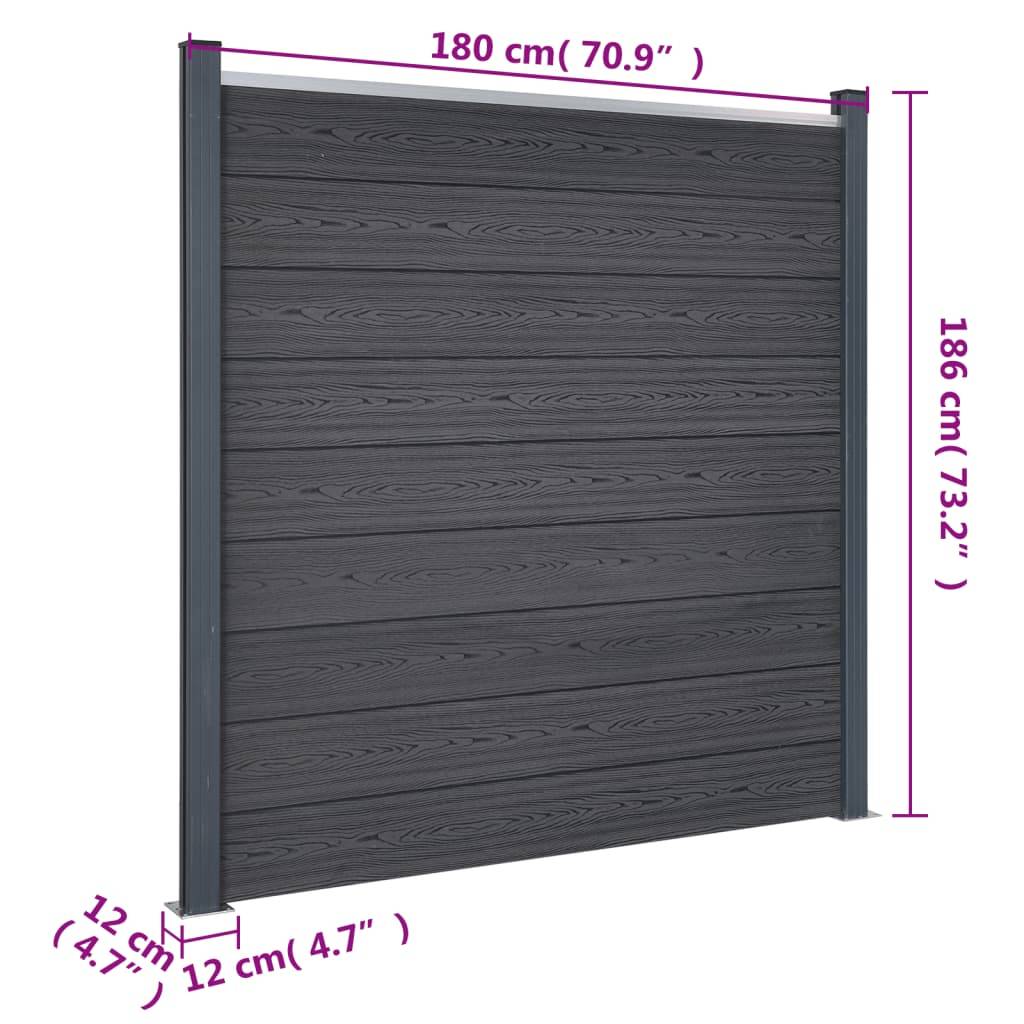 Ensemble de clôture de jardin - panneaux de clôture - Barrière de jardin gris 180x186 cm WPC - MEUBLE PRO - Image 10