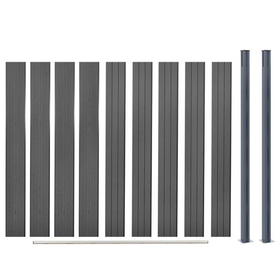 Ensemble de clôture de jardin - panneaux de clôture - Barrière de jardin gris 180x186 cm WPC - MEUBLE PRO - Image 7