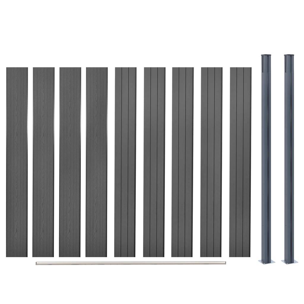Ensemble de clôture de jardin - panneaux de clôture - Barrière de jardin gris 180x186 cm WPC - MEUBLE PRO - Image 7