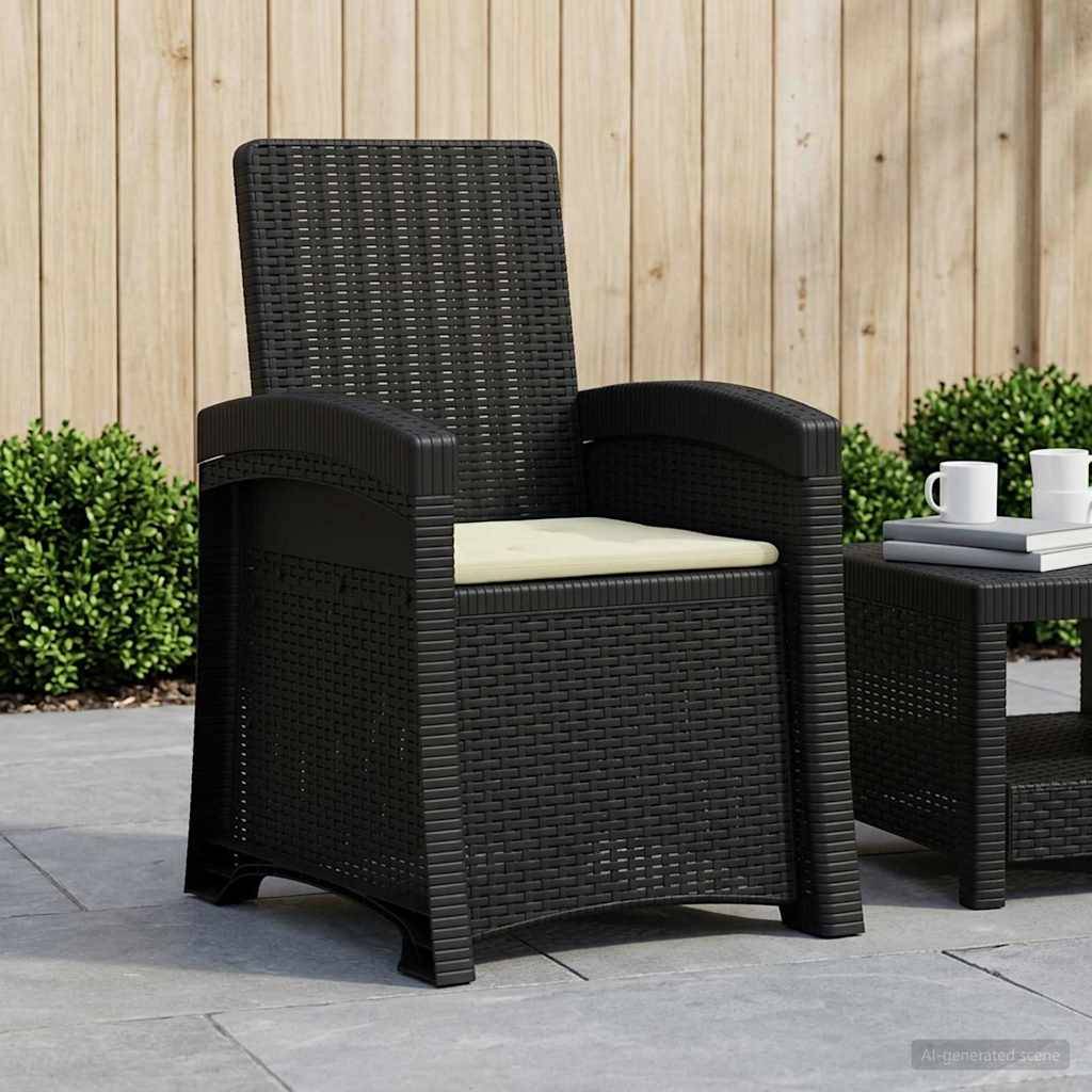 Chaise de jardin inclinable polypropylène anthracite et crème 56 x 63 x 92 cm - PANGIVO - Image 1