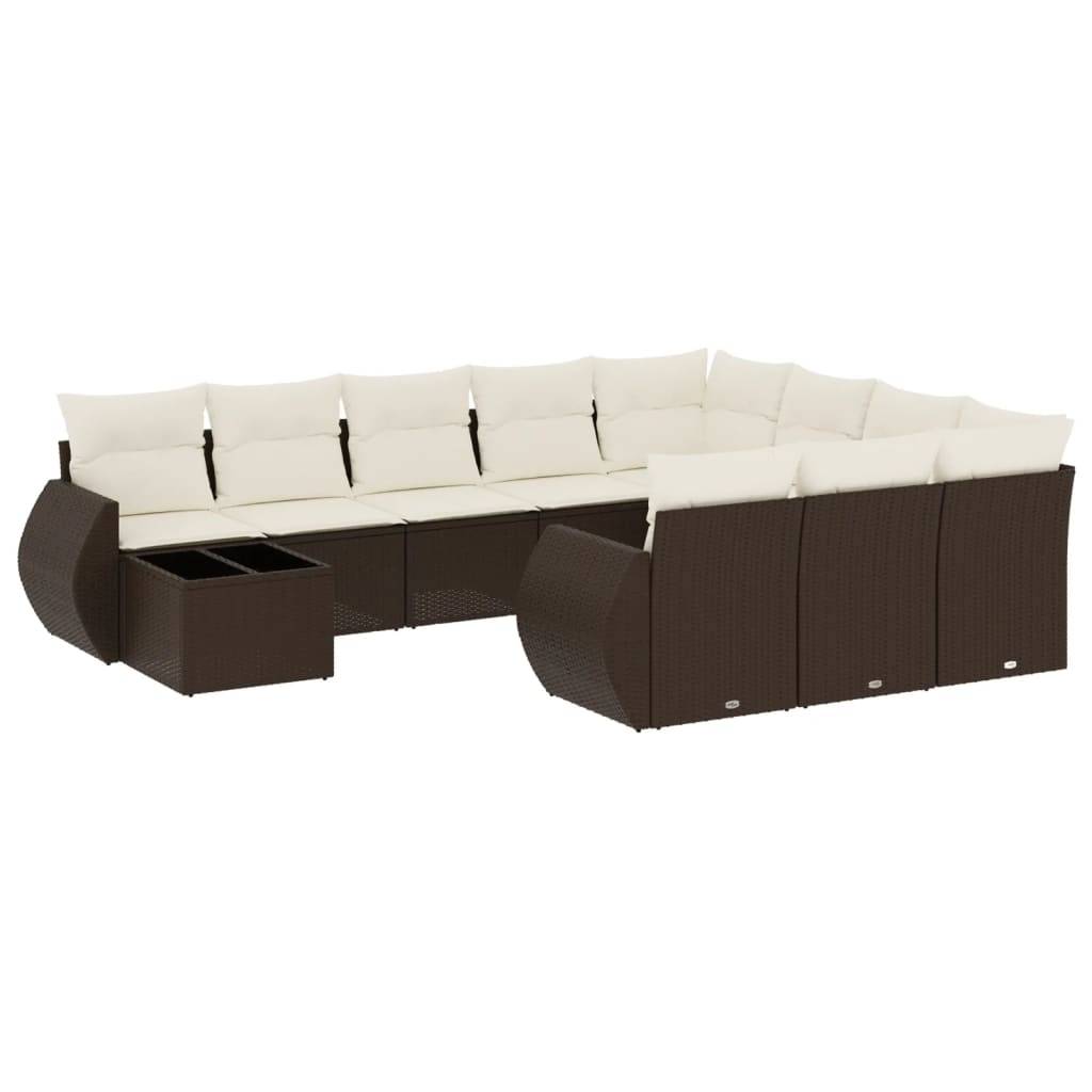 Salon de jardin bas 10 places avec table basse en résine tressée modulable Marron – ComfortXL Outdoor Living - Image 2