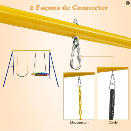 COSTWAY Portique avec Balançoire Nid d'Oiseau Ronde Ø100CM Charge 300KG - Image 5