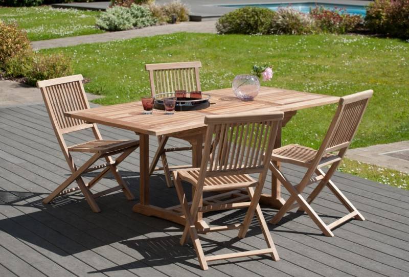 FUN - Table de jardin 4/6 personnes - rect. ext. 120/180 en bois Teck - Image 2