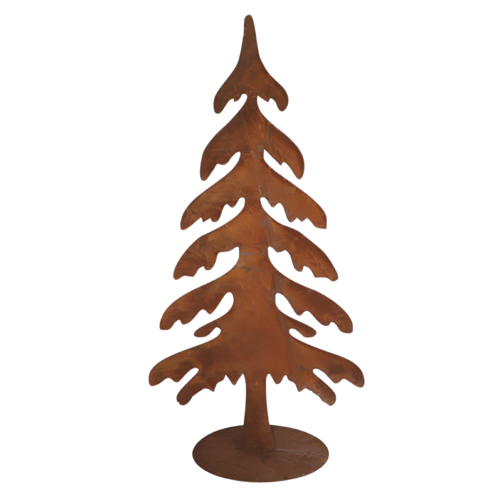 Chemin De Campagne - Sapin sur socle en métal rouillé marron 36 x 70 cm Chemin de campagne
