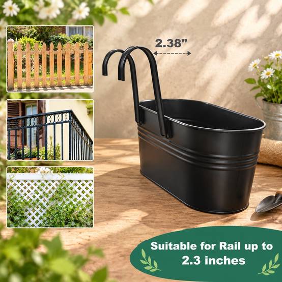 Lot de 5 Pots de Fleurs Suspendus Ovale avec Crochets Amovibles et Trous de Drainage - Image 6
