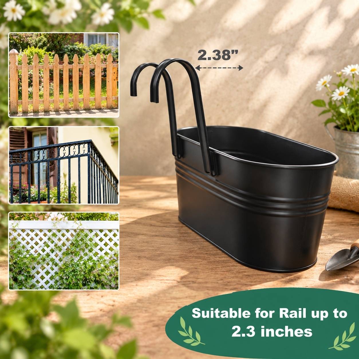 Lot de 5 Pots de Fleurs Suspendus Ovale avec Crochets Amovibles et Trous de Drainage - Image 6