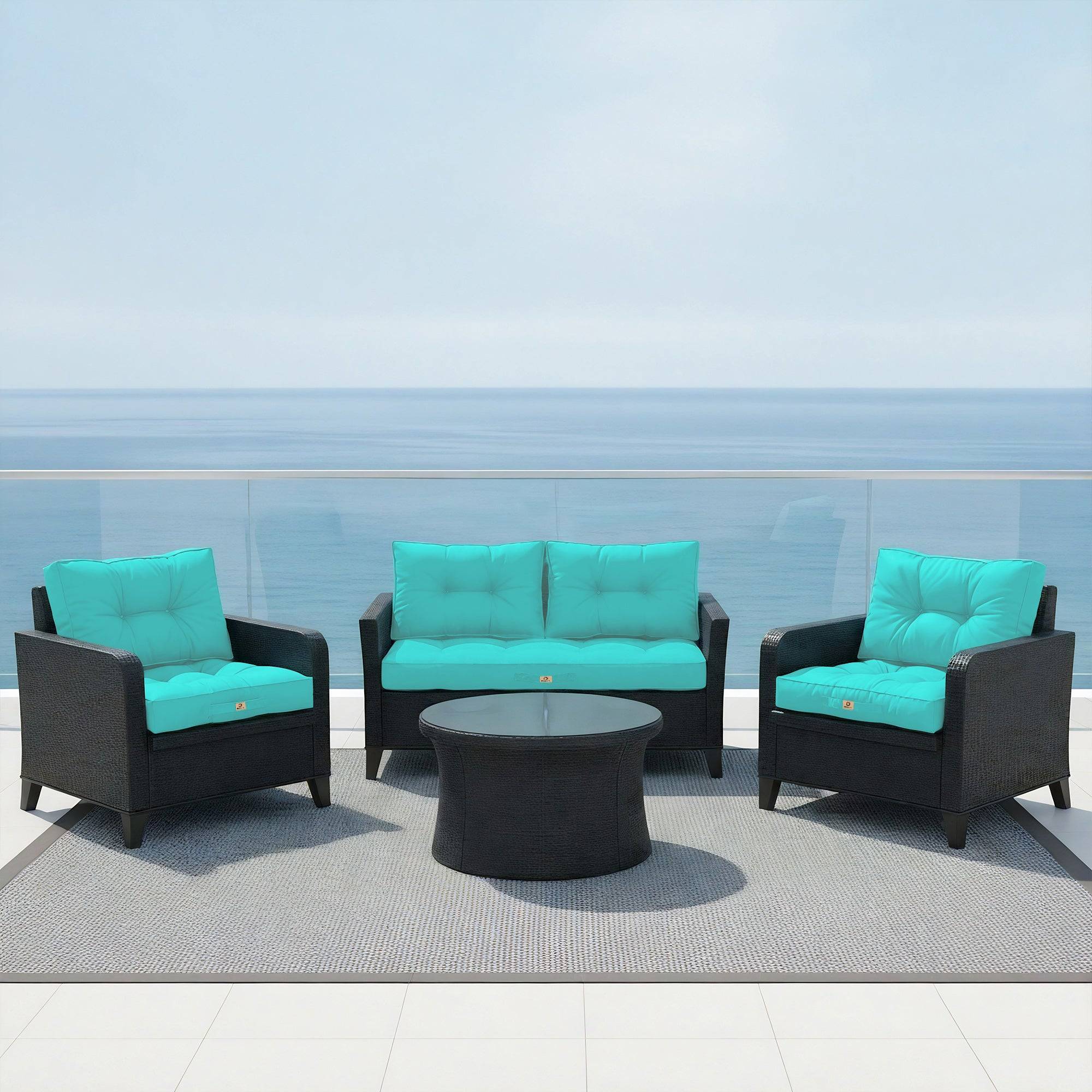 Coussins pour salon de jardin capitonné 50x50cm Bleu caraibes - Déco arts - Image 6
