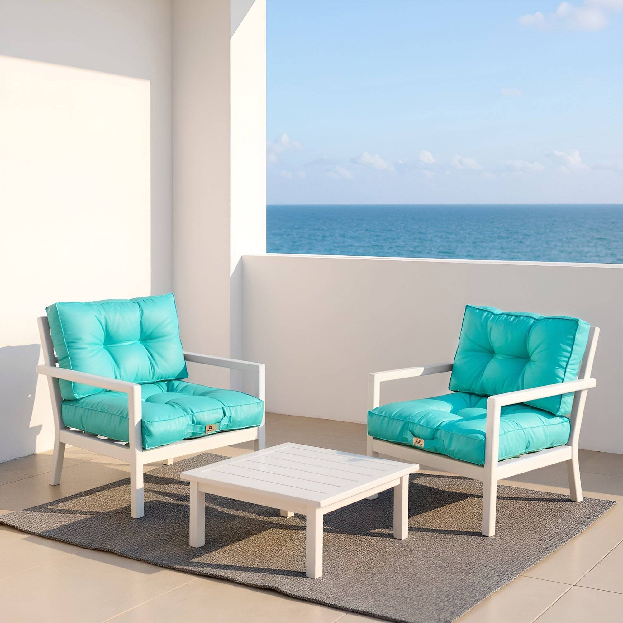 Coussins pour salon de jardin capitonné 50x50cm Bleu caraibes - Déco arts - Image 2