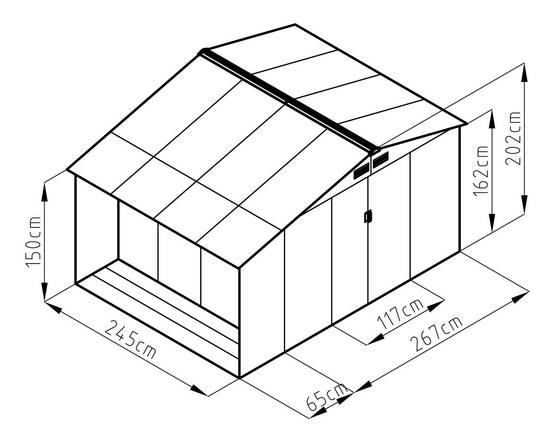 Abri de jardin métal avec bûcher 8,13 m² Trigano + kit d'ancrage - Image 3