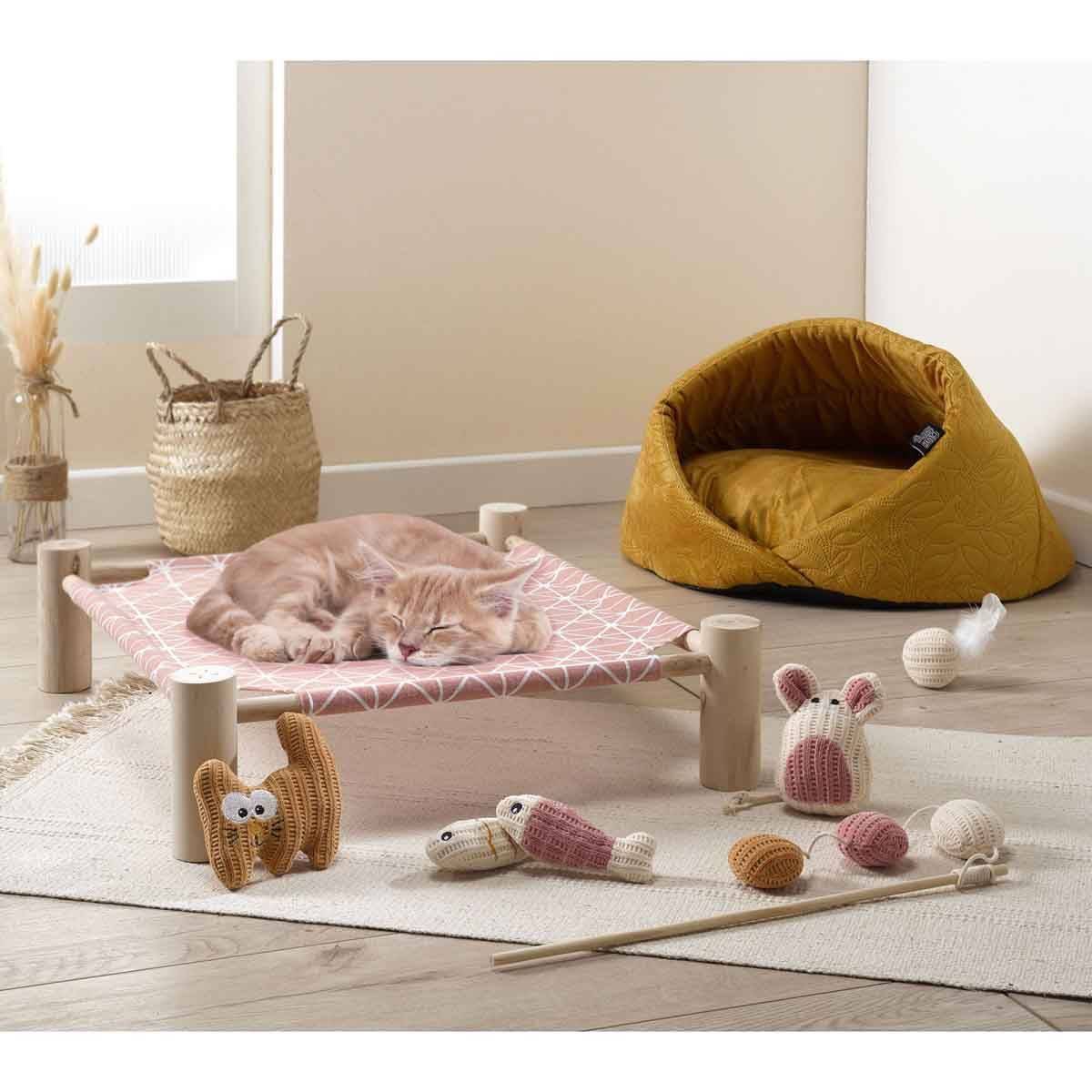 Love Story - Jouet Peluche pour Chat "Boho Cat" 12cm Moutarde - Image 3