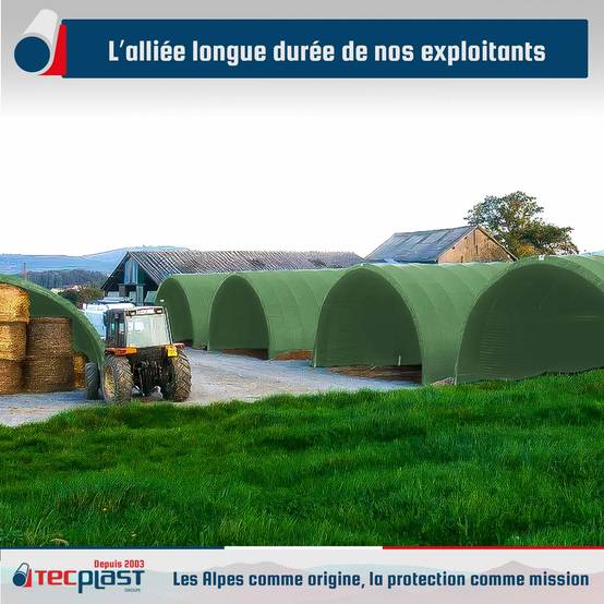 Bâche Tunnel agricole 3x3 m LP506TU Vert Sauge - Garantie 5 ans - Bâche PVC étanche pour Tunnel de stockage TECPLAST - Image 2
