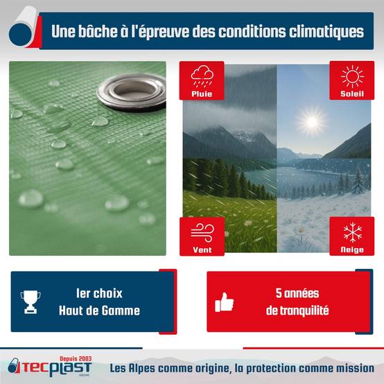 Bâche Tunnel agricole 3x3 m LP506TU Vert Sauge - Garantie 5 ans - Bâche PVC étanche pour Tunnel de stockage TECPLAST - Image 4