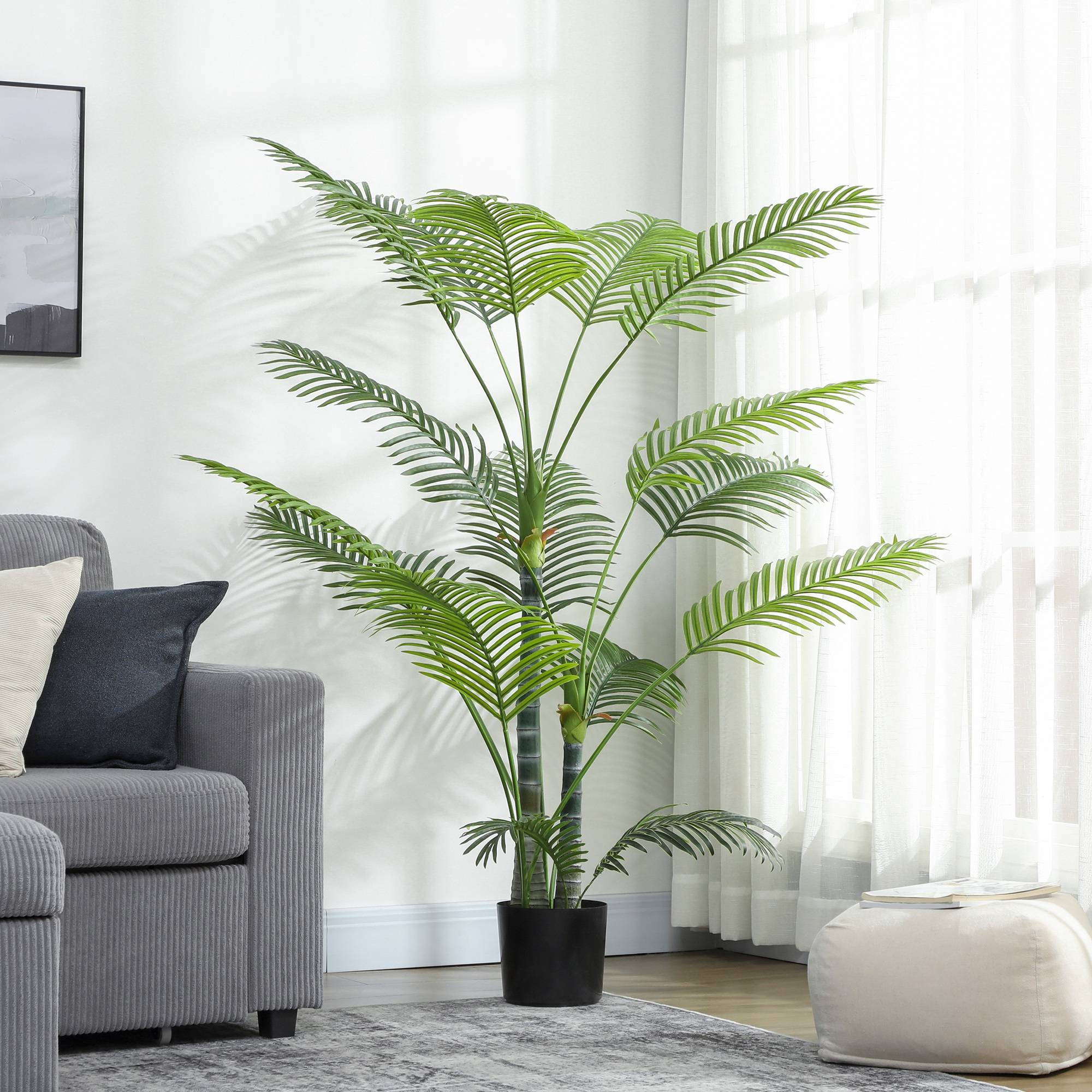 Palmier Artificiel Plastique Intérieur Extérieur Anti-UV 175cm Vert - ComfortXL Outdoor Living - Image 9