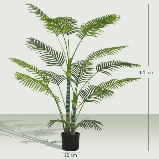 Palmier Artificiel Plastique Intérieur Extérieur Anti-UV 175cm Vert - ComfortXL Outdoor Living - Image 5