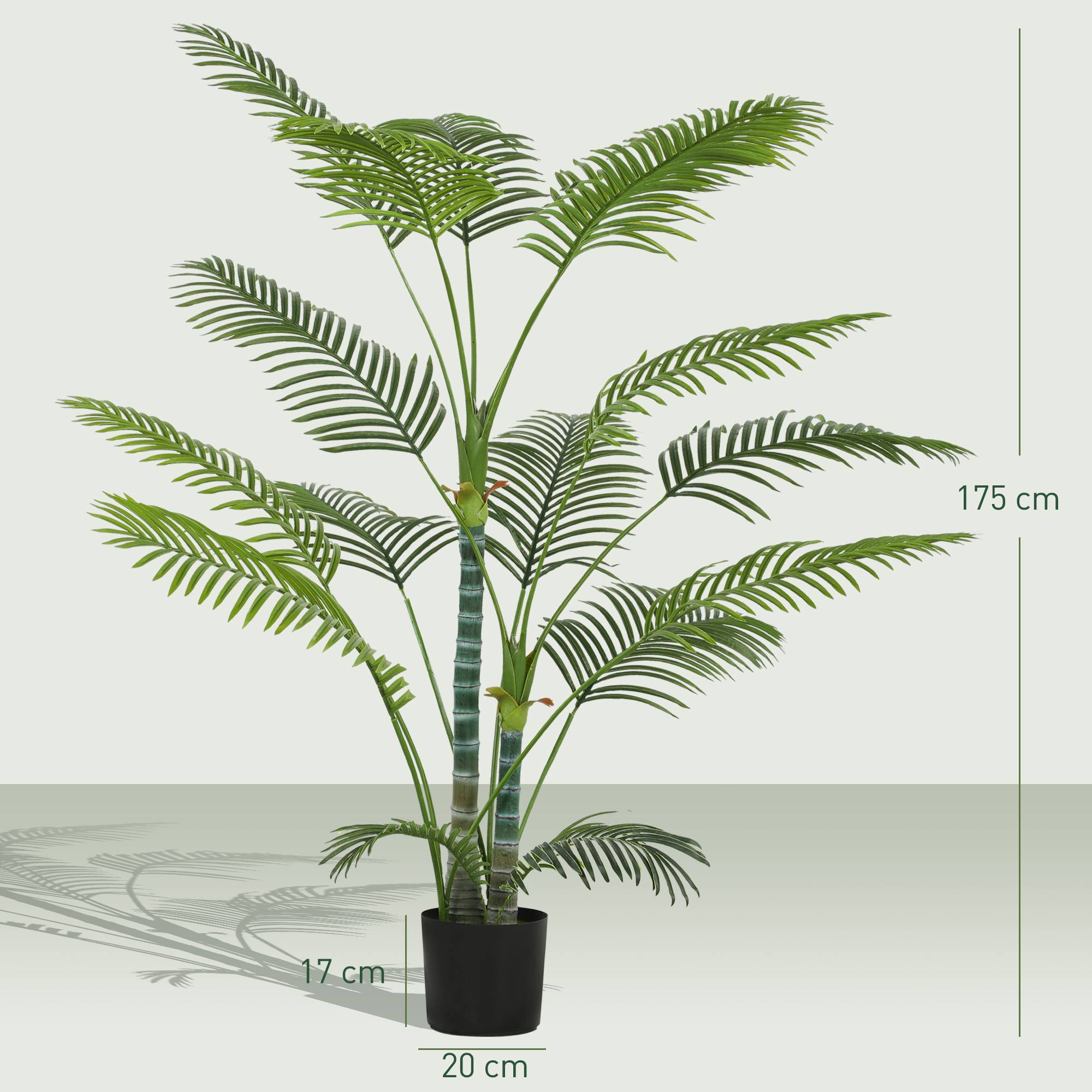 Palmier Artificiel Plastique Intérieur Extérieur Anti-UV 175cm Vert - ComfortXL Outdoor Living - Image 5