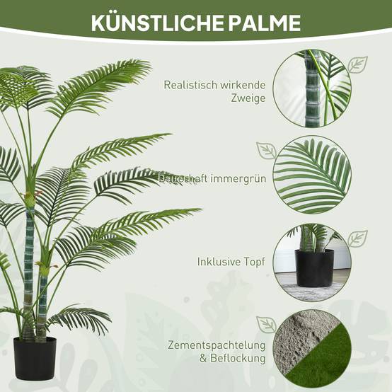 Palmier Artificiel Plastique Intérieur Extérieur Anti-UV 175cm Vert - ComfortXL Outdoor Living - Image 6