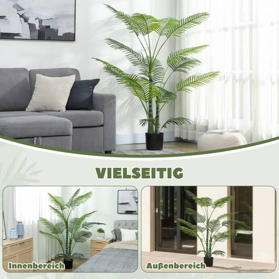 Palmier Artificiel Plastique Intérieur Extérieur Anti-UV 175cm Vert - ComfortXL Outdoor Living - Image 7