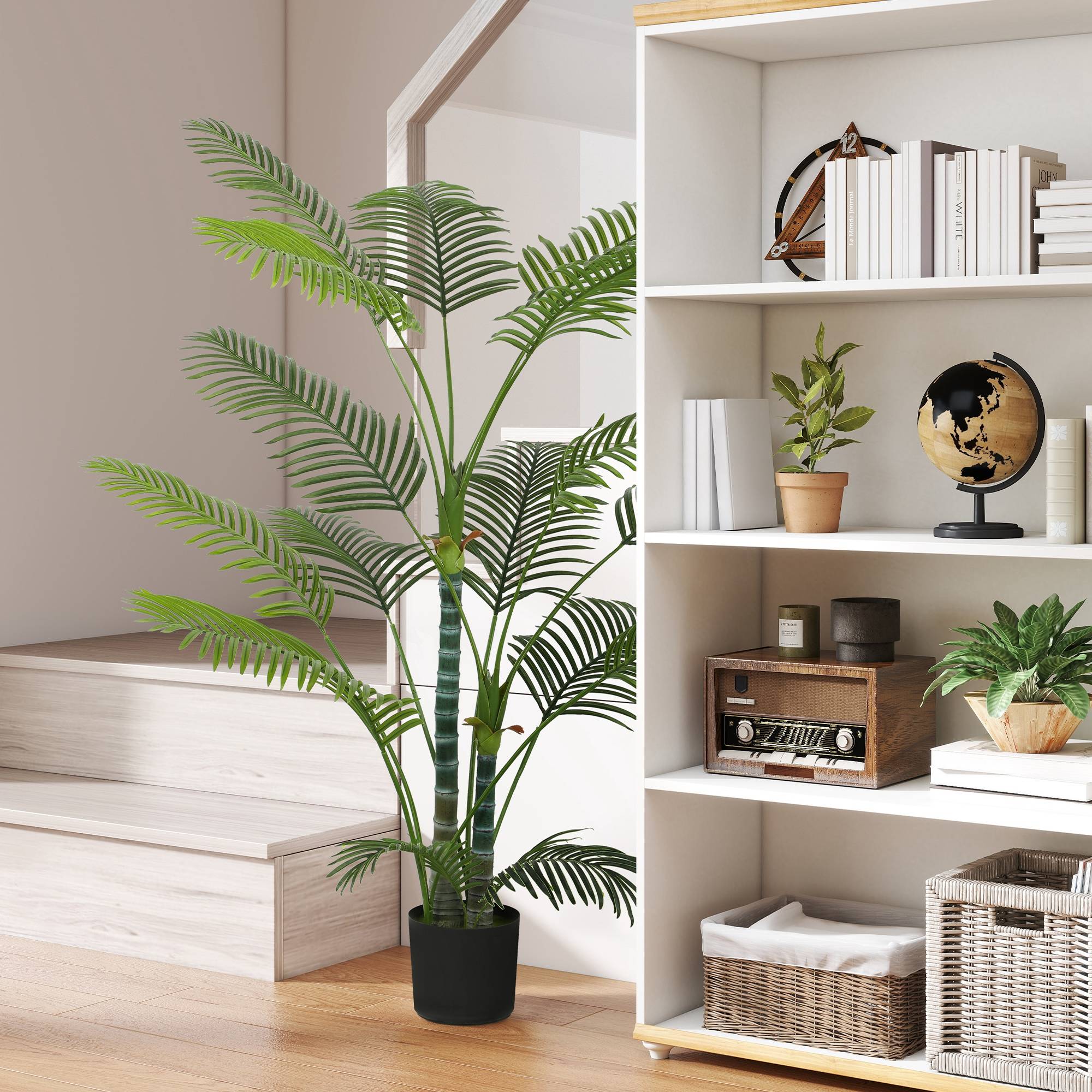 Palmier Artificiel Plastique Intérieur Extérieur Anti-UV 175cm Vert - ComfortXL Outdoor Living - Image 3