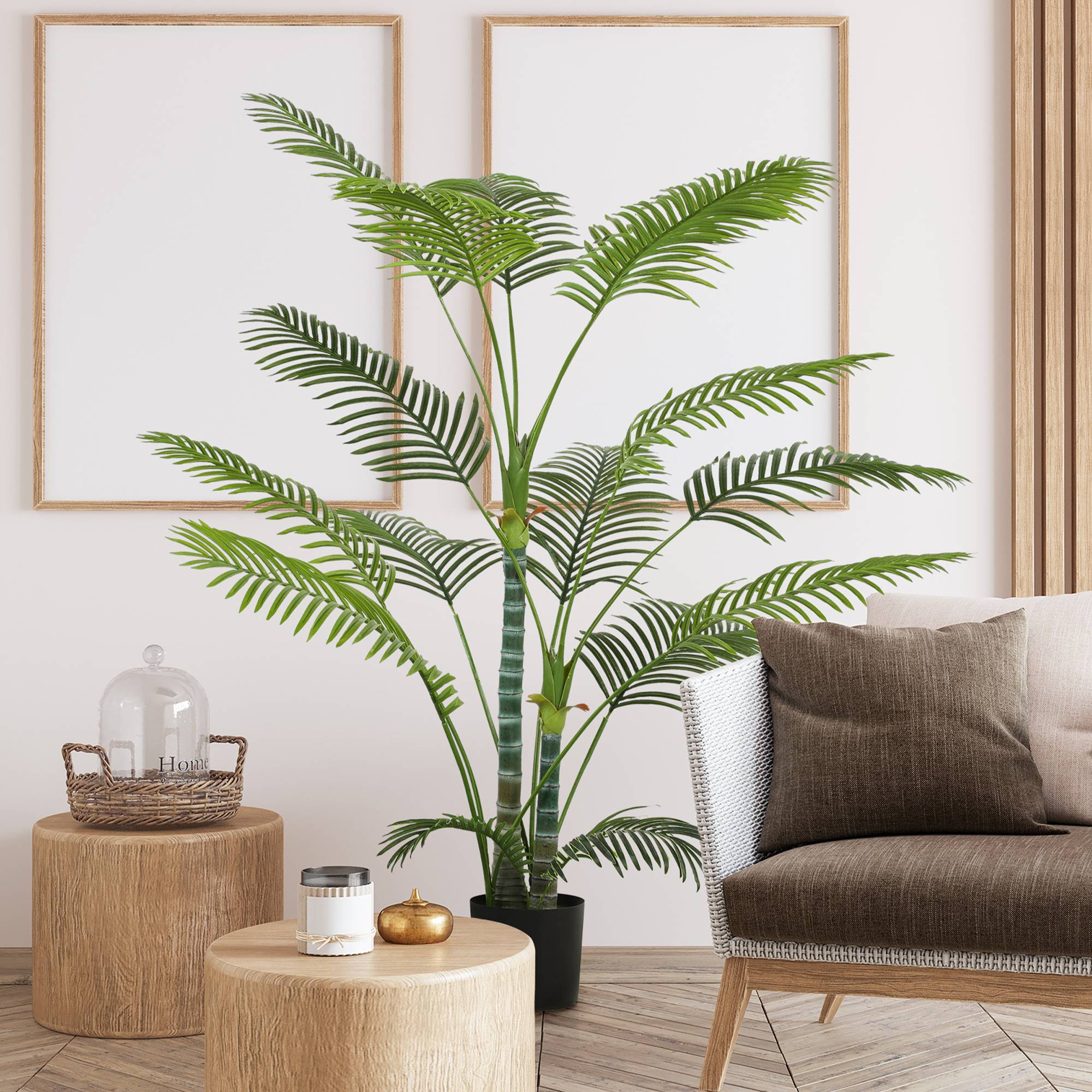 Palmier Artificiel Plastique Intérieur Extérieur Anti-UV 175cm Vert - ComfortXL Outdoor Living - Image 4