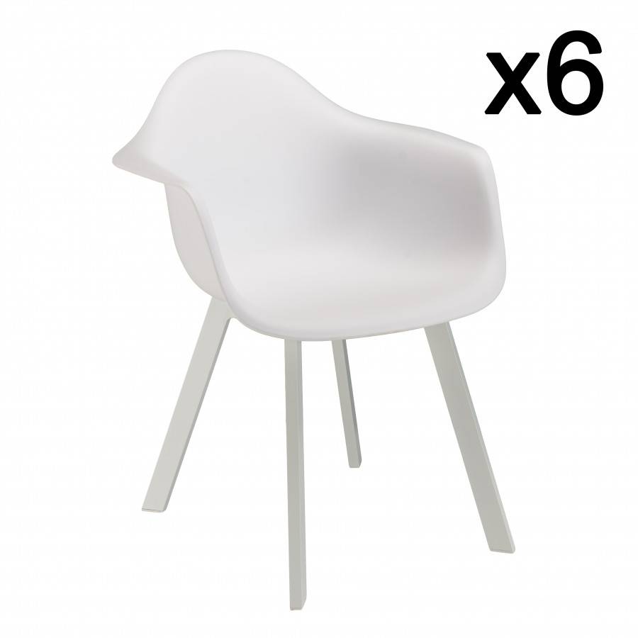 Macabane - MALO - Lot de 6 fauteuils blancs dossier arrondi - Imagen 1