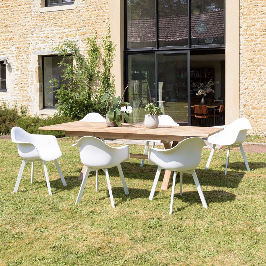 Macabane - MALO - Lot de 6 fauteuils blancs dossier arrondi - Imagen 2